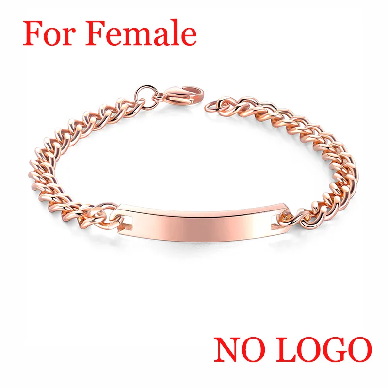 AZIZ BEKKAOUI настраиваемый именной браслет из розового золота, браслеты из нержавеющей стали, индивидуальный логотип, Женские Ювелирные изделия, мужские браслеты для подарка - Окраска металла: B no logo women