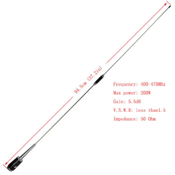 Подробная информация о новой серебряной UHF 400 470 MHz 200W 5.5dB SL 16 PL 259 антенна для