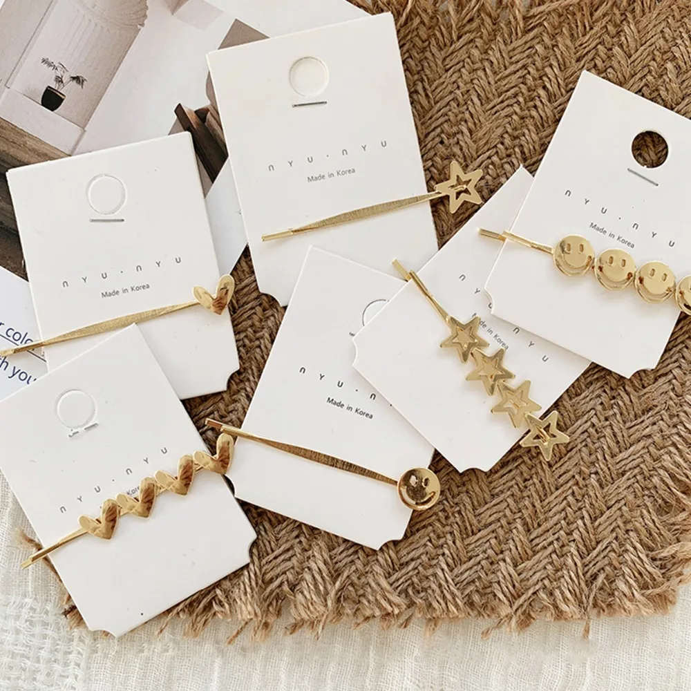 

Hair Accessories Metal Hair Clips For Women Golden Smile Face Heart Hairpins For Girls Hollow Hair Barrettes Hairgrip Good