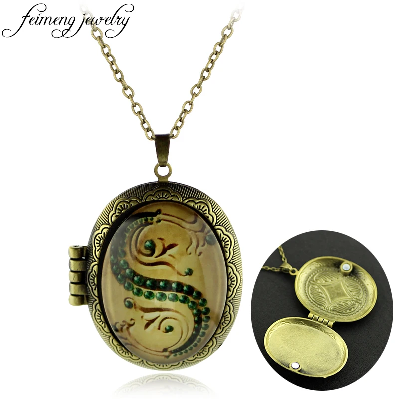 

feimeng jewelry Magic Slytherin Locket S Horcrux Locket Necklace Glass Box Pendant Necklace For Women Fashion Accessories
