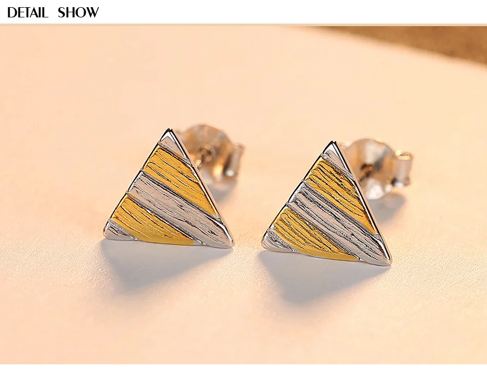 

S925 sterling silver earrings personality minimalist wild small triangle ear jewelry LBM36