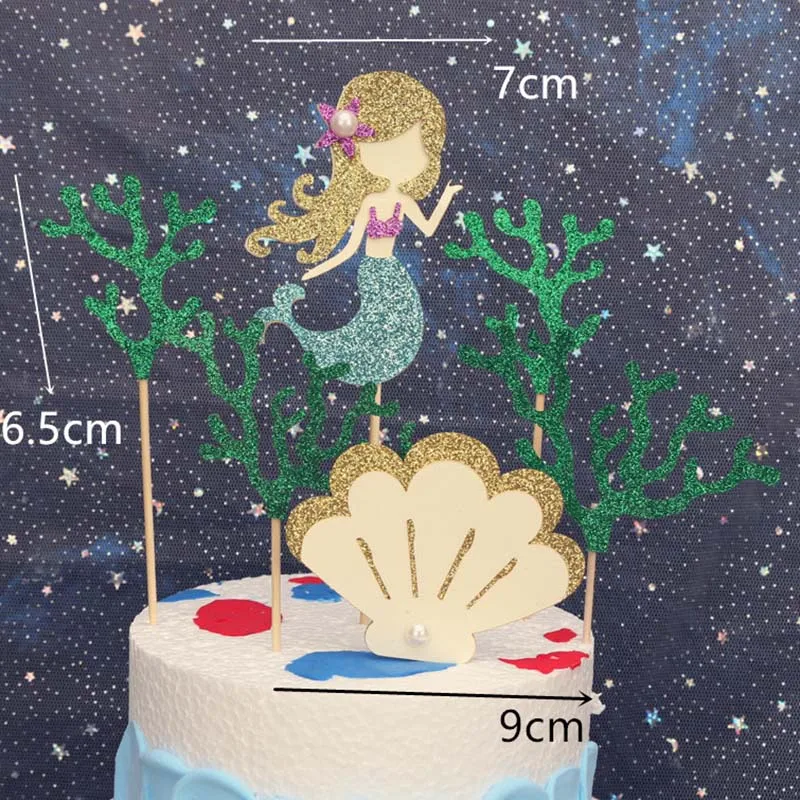 Облако Радуга рыбий хвост оболочки морская звезда морской конек Русалка торт Топпер для вечерние украшения десерт прекрасные подарки