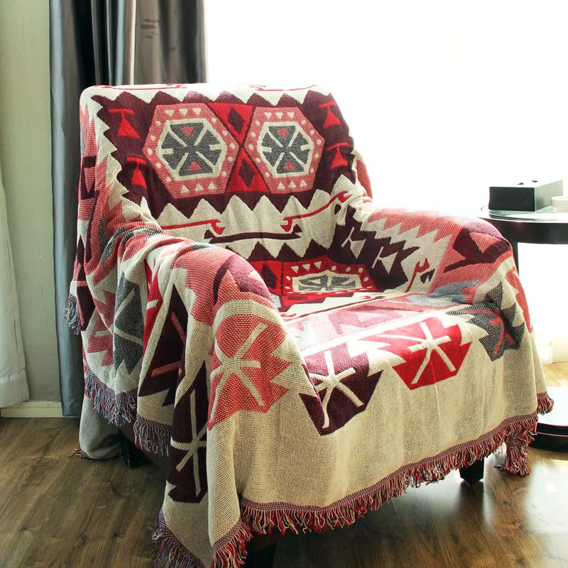 Chausub Knitted Cotton Blanket Thicken Sofa Cover For Living Room