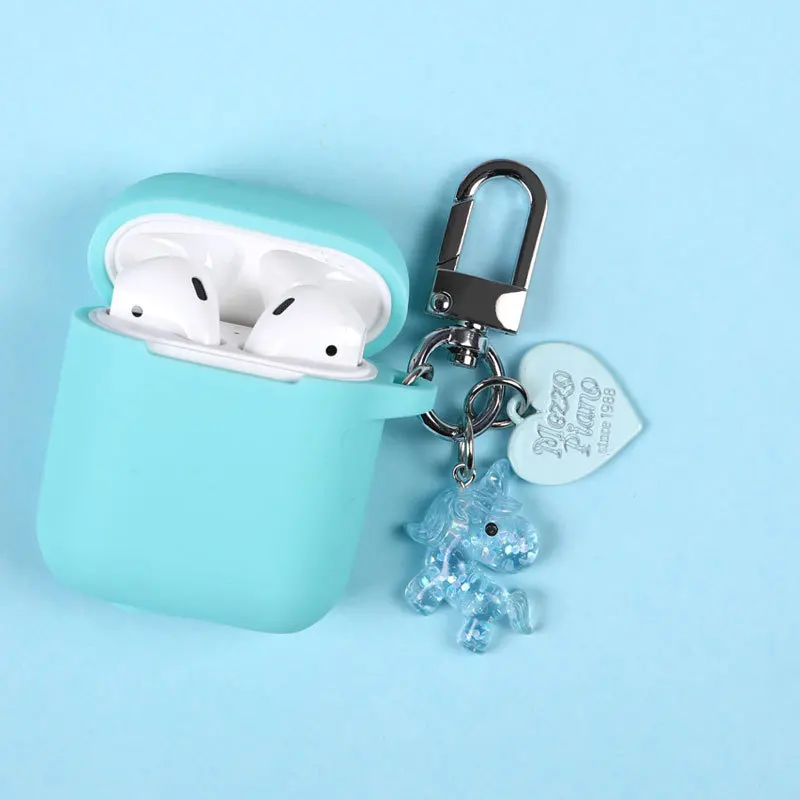 

4 Color Acrylic Crystal Unicorn Keychain Keyring Headphone Earphone Case For Apple Airpods Accessories cover box