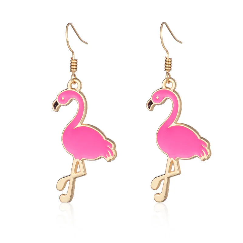 

Cute Bird Animal Flamingo Pendant Drop Earring Korean Style Long Dangle Hook Earrings Rose Red Jewelry Gifts for Women Fashion