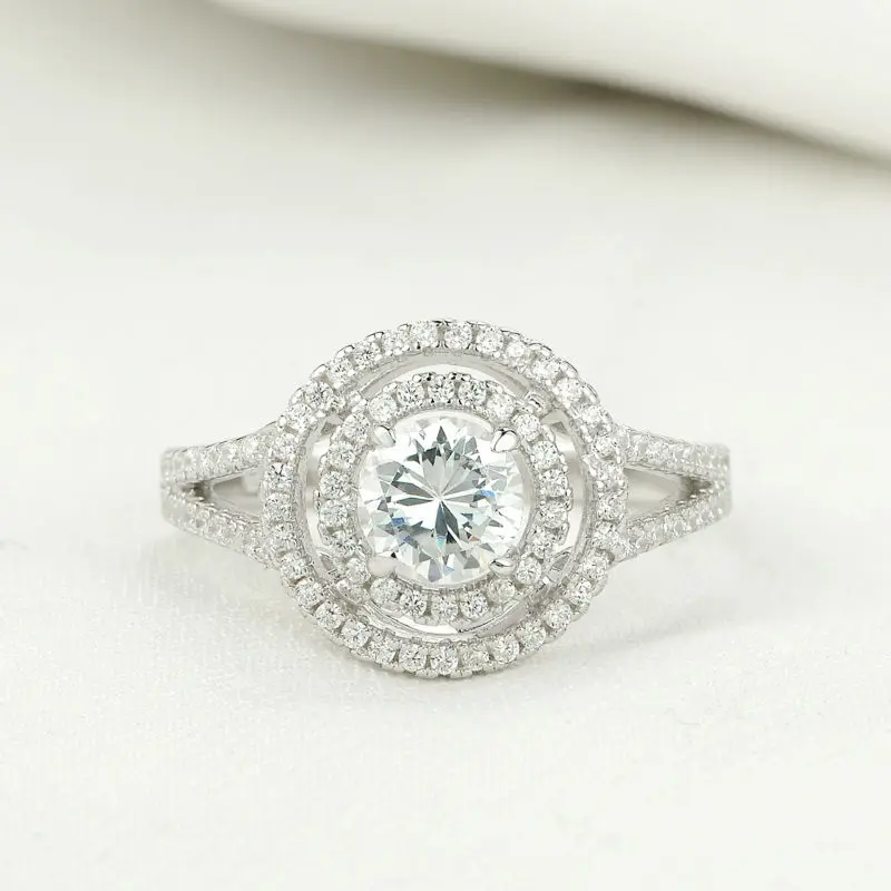 Newshe двойное обручальное кольцо из стерлингового серебра 925 пробы 1,5 карат обручальное кольцо классические ювелирные изделия для женщин