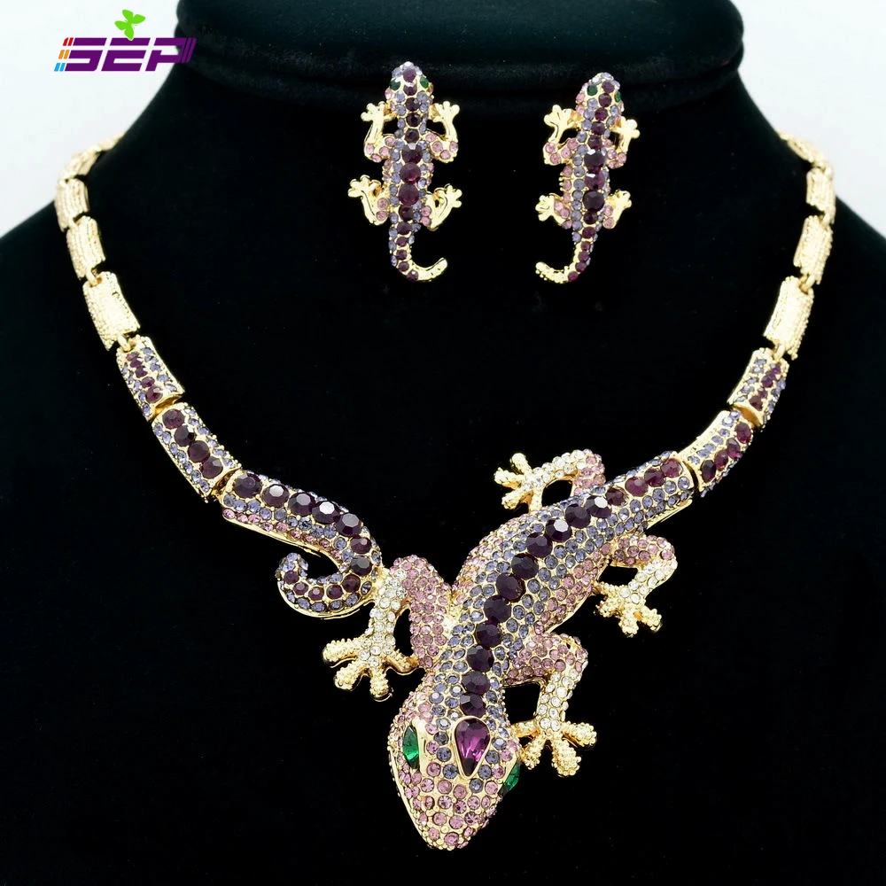 Женский ювелирный комплект из колье и серёг в виде ящерицы|necklace earring set|earrings setfashion