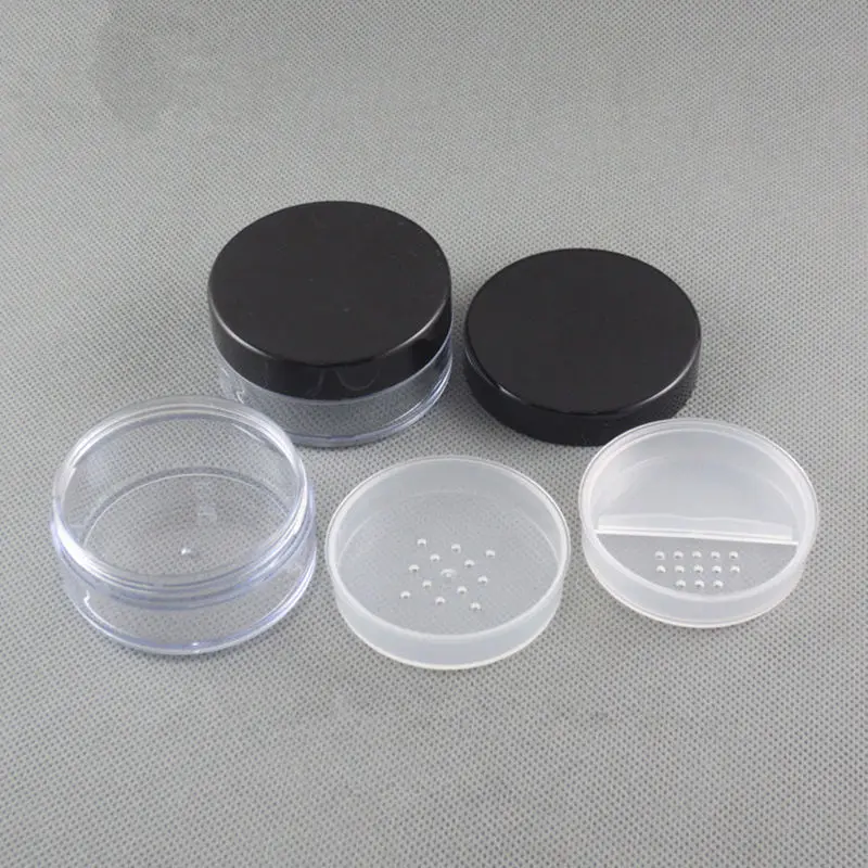 transparent clear empty PS loose powder sifter box bottle containers