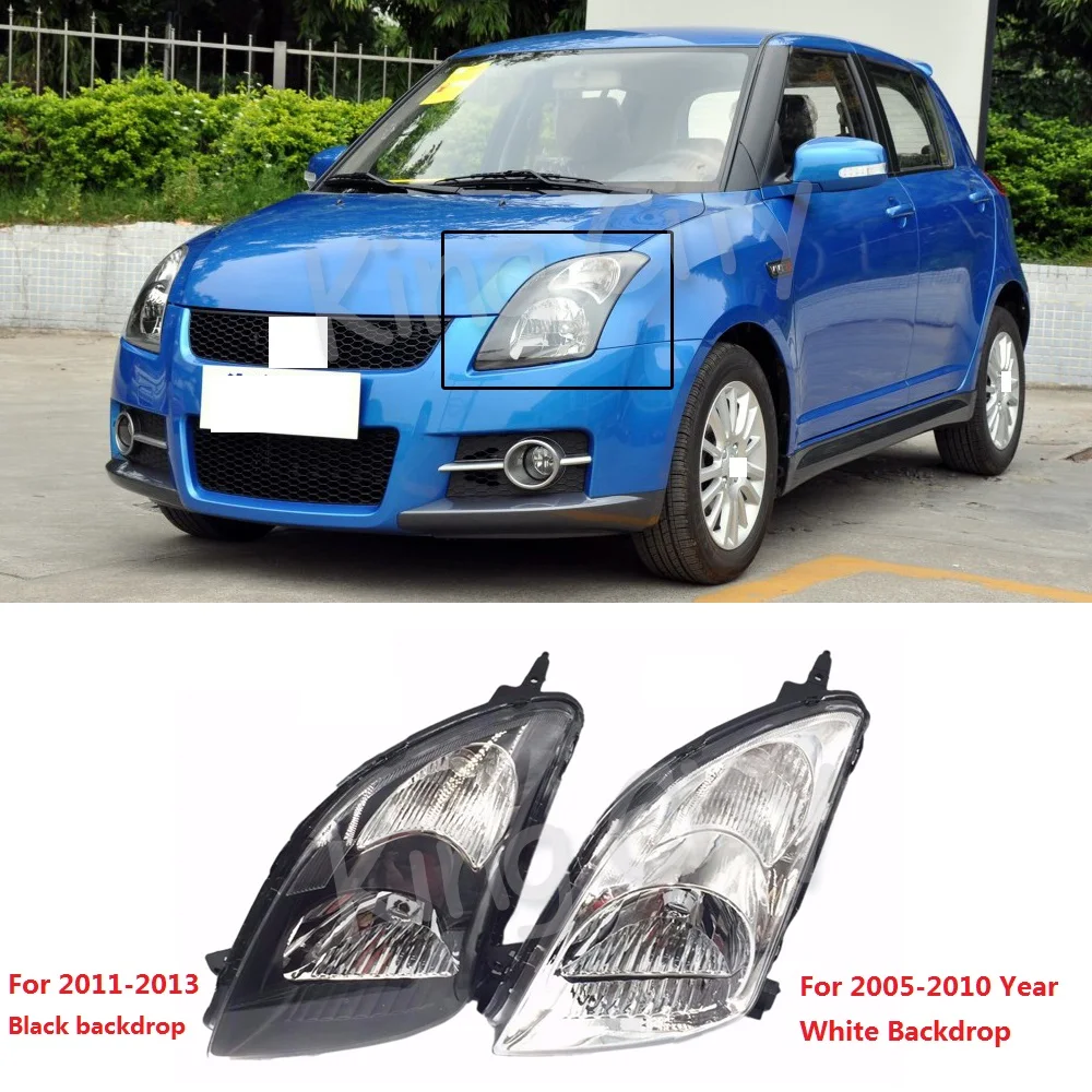 

CAPQX 1PCS For Suzuki Swift 2005-2010 2011-2013 Front headlight headlamp head light lamp assembly Black backdrop +White Backdrop