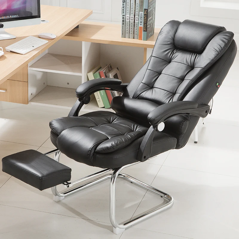 Office Chair Home Computer Gaming Chair Cadeira with Massage Function Bow Foot PU Silla Oficina Cad