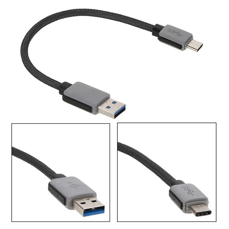 Совершенно плетеный кабель USB 2,0 типа C со штекером, стандартный USB 2,0 адаптер, кабель-конвертер, кабель для синхронизации и зарядки, серый 0,2 м/1 м/1,5 м