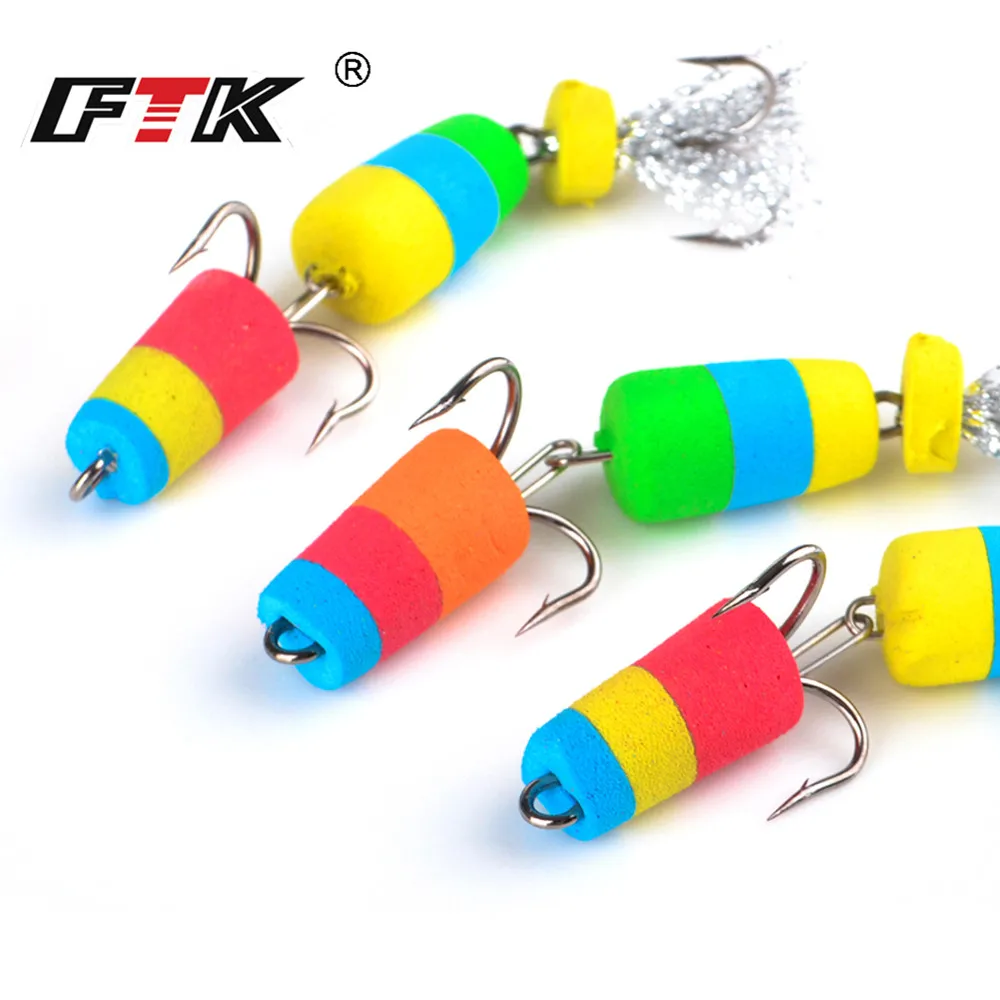 

FTK 4pcs/pack Fishing Lure Soft Lure Swim baits Silicone lure Wobbler Bass Insect Bait Minnow Popper Floats Lure Jig head Swivel