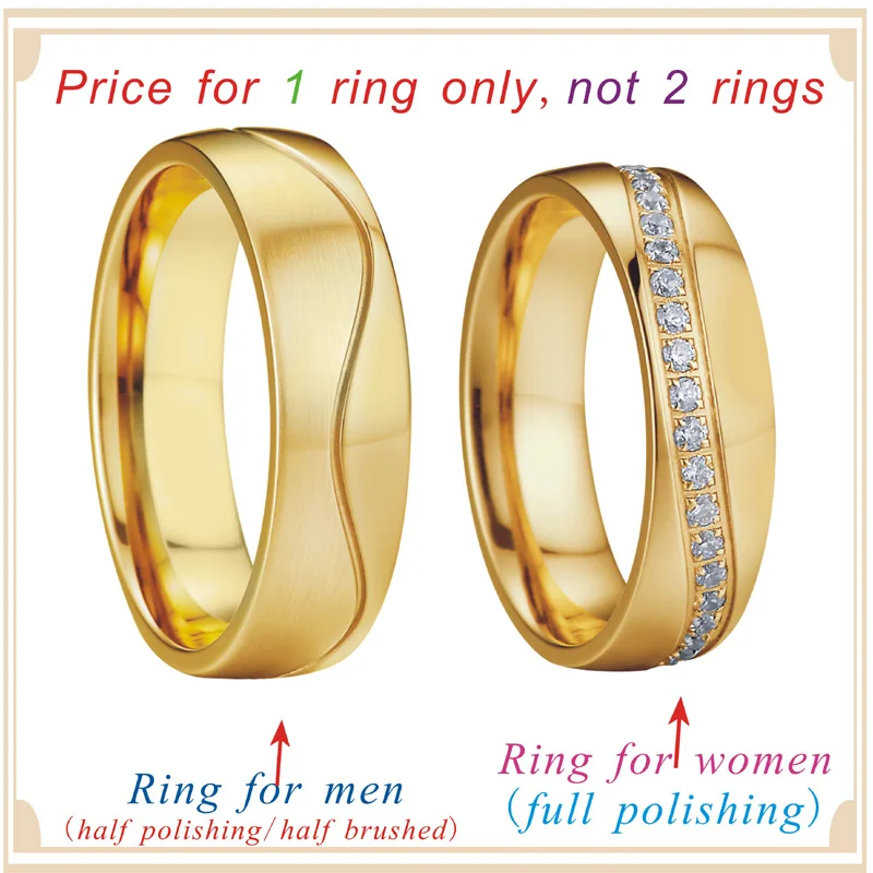 Vintage Wedding Band Couple ring men Jewelry Gold Color anillos mujer aneis anel masculino Engagement women's rings (2)