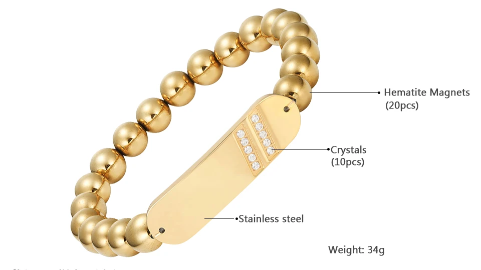 Escalus унисекс магнитный браслет из нержавеющей стали 10 шт. Кристаллы Модные ювелирные изделия браслет для женщин мужчин