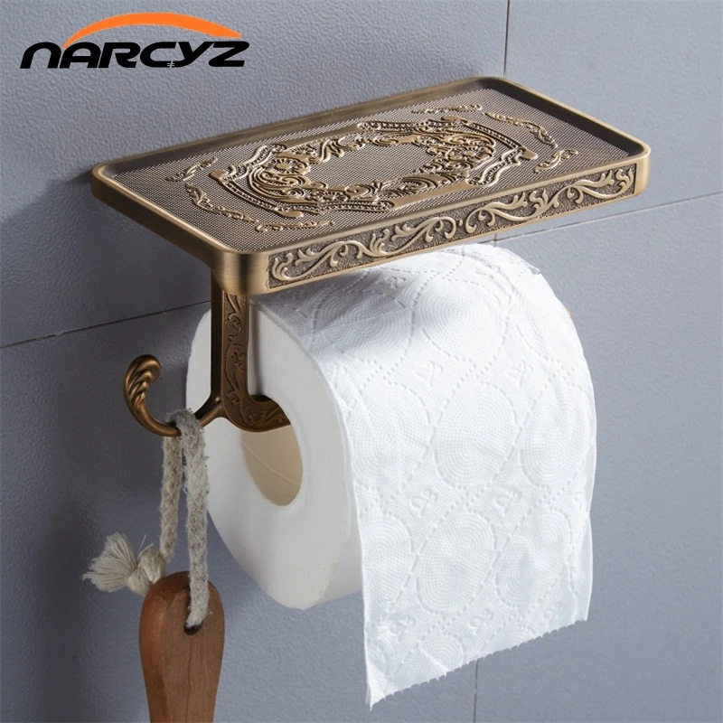 

Newly Toilet Paper Holder Antique Carving Mobile Phone Roll Paper Holder Wall Mounted Paper Rack for Phone 6P XT1022