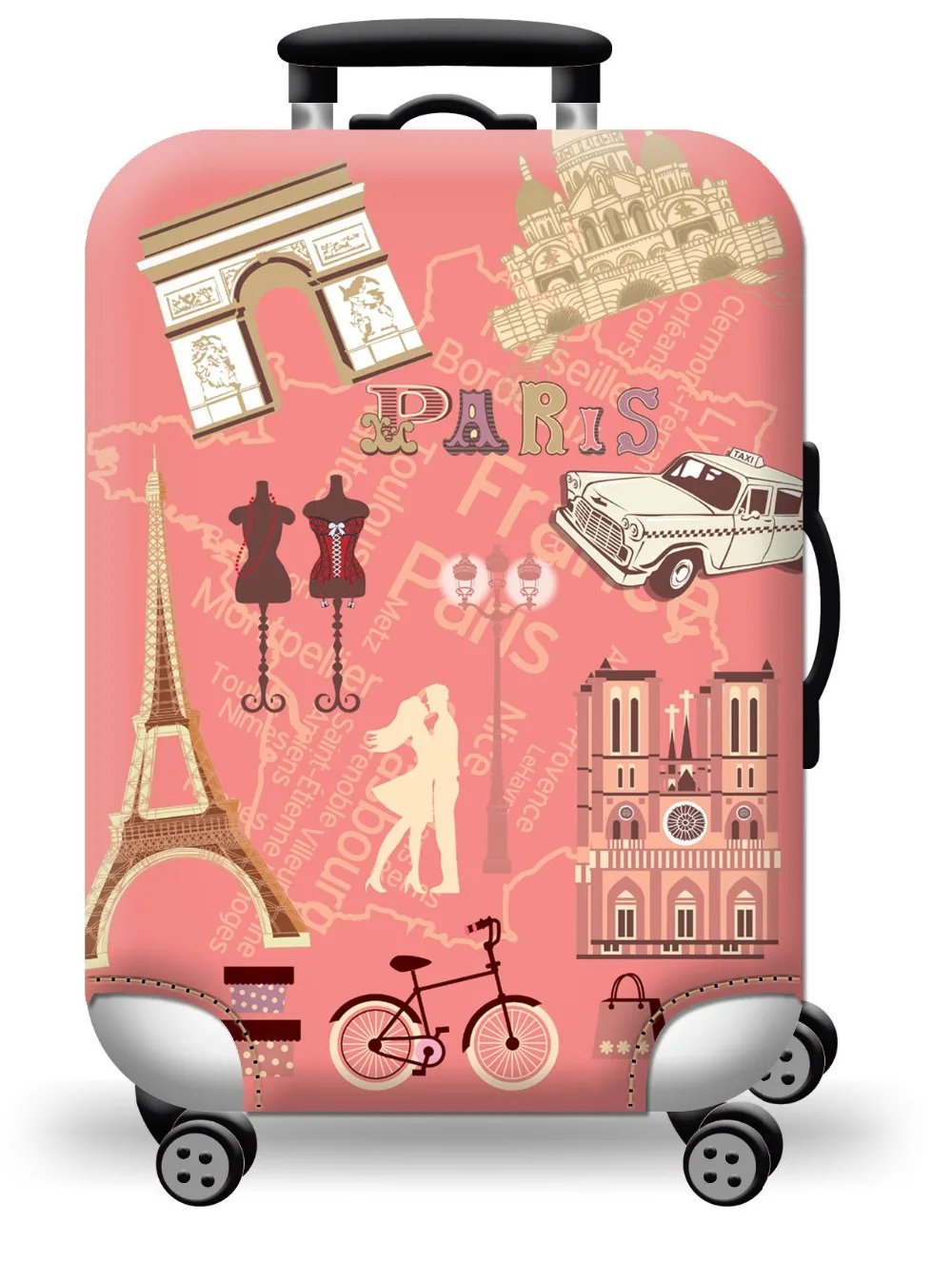 French Amour Paris Corset Couture Elastic Luggage Cover Cartoon Motif Suitcase Cover Dustproof