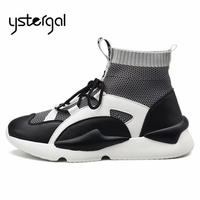 

Ystergal Patchwork Breathable Men Sneakers Platform Flats Chaussure Homme Mens High Top Shoes Casual Trainers Zapatos Hombre