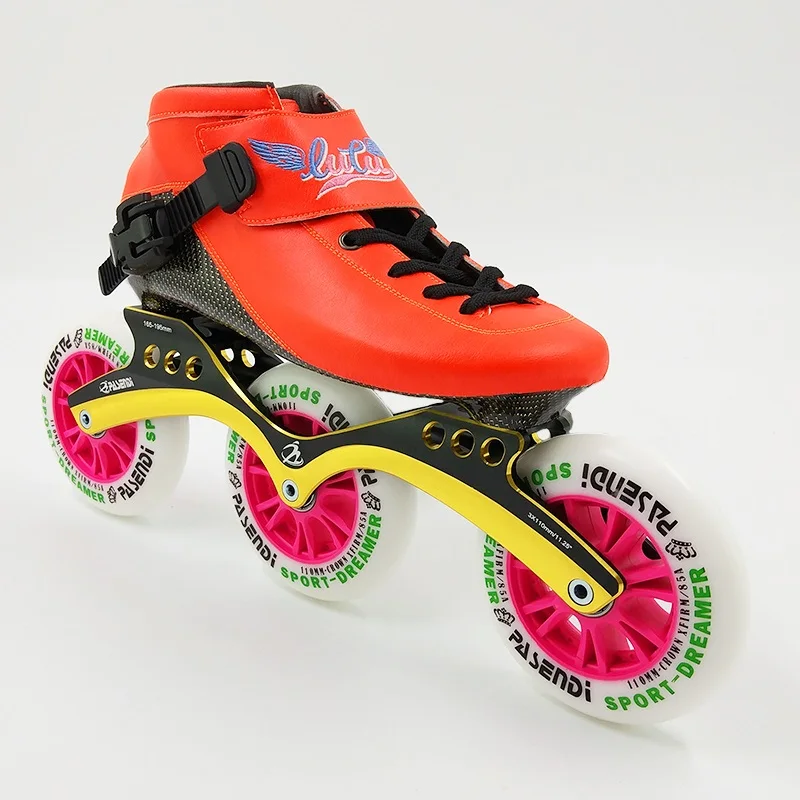 LUTU جديد الجليد سرعة أحذية التزلج الطفل الرجال الأسطوانة تزلج أحذية الكبار النساء مضمنة حذاء كبير عجلات الكربون كامل المهنية