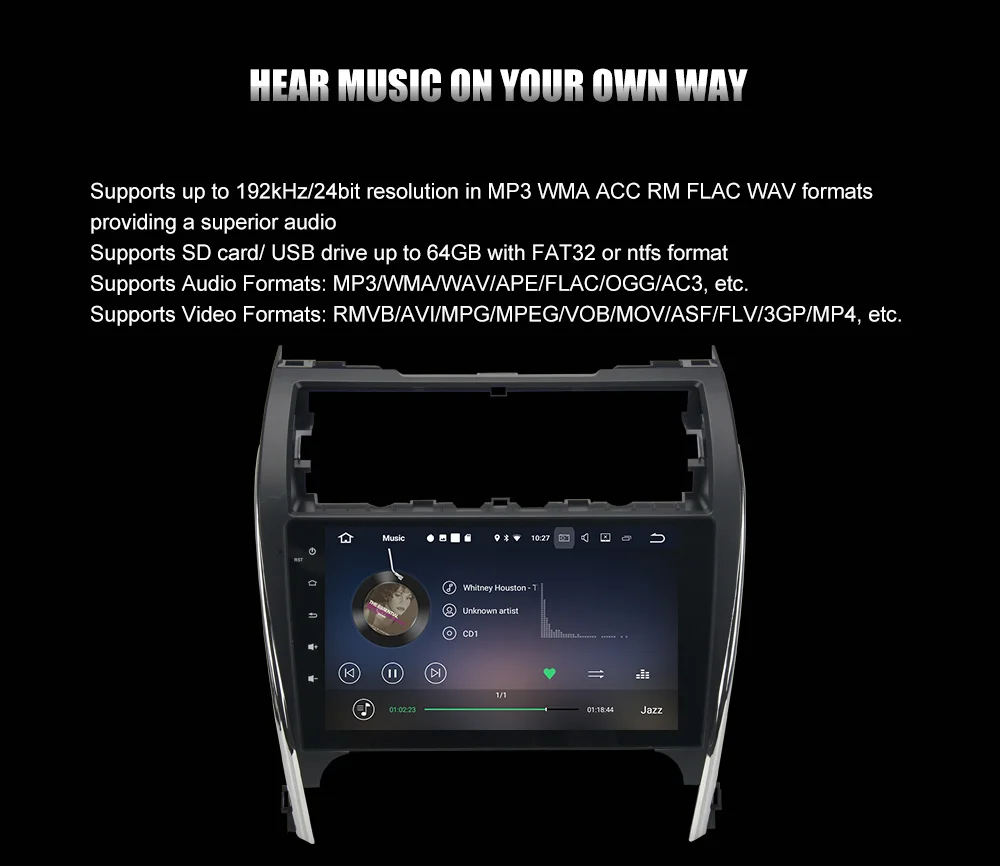 Top 10.2" Android 8.1 Car GPS player for Toyota Camry 2012-14 USA&Mid-East Version auto Car radio head unit  2Gb Ram+16Gb Rom 64bit 16