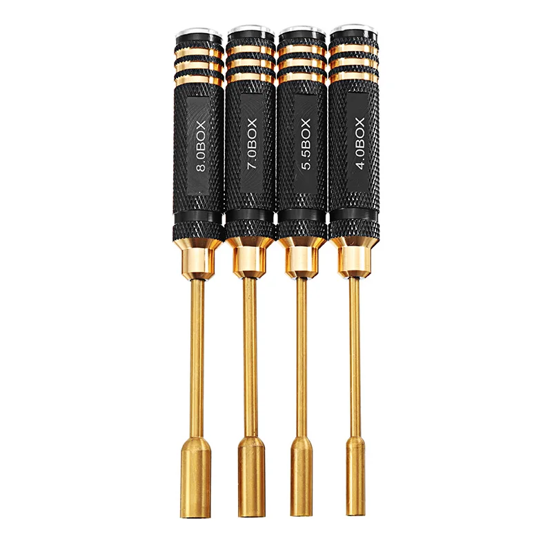 

YZ-028 4pcs 4.0/5.5/7.0/8.0mm Hexagonal Titanium Screwdriver Tool Set For RC Model Spare Parts DIY Accessories