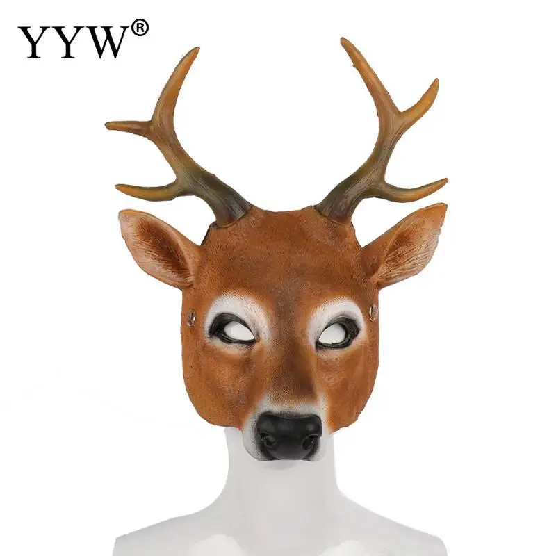 

PU Leather Masks Mascaras Animales Deer Head Prop Halloween Mask Carnival Realistic Masker Unisex Party Mask Cospaly Tools