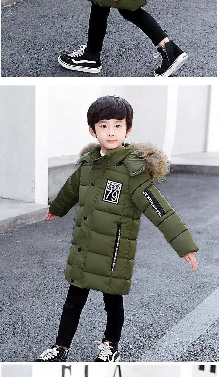 Одежда для детей плотное пуховое пальто, куртка новинка года, детская утепленная зимняя длинная куртка, хлопковая куртка