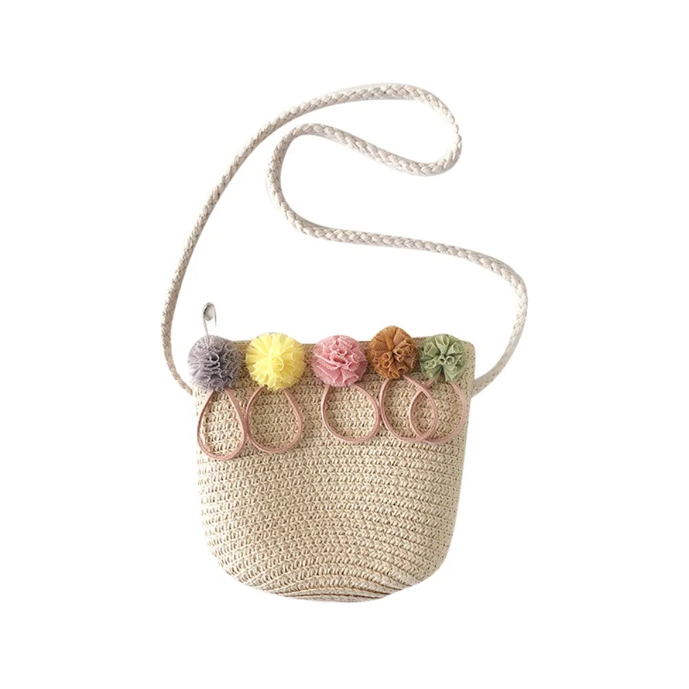 Модная детская соломенная сумка-мессенджер на молнии с цветами для девочек