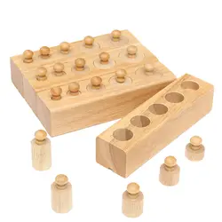 Деревянный Sensorial материал Монтессори игрушки цилиндрические блоки