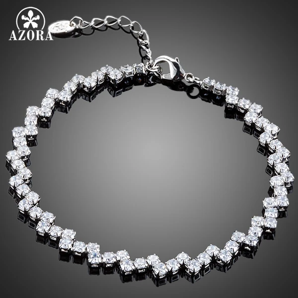 AZORA Роскошные вечерние ювелирные изделия с 72 шт высшего класса кубического циркония теннисный браслет TS0142