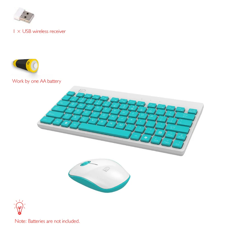 Мини беспроводная клавиатура и мышь комбо, подключи и играй, довольно дизайн 2,4 ГГц ультра-тонкая беспроводная клавиатура для компьютера/ноутбука ПК - Цвет: B blue