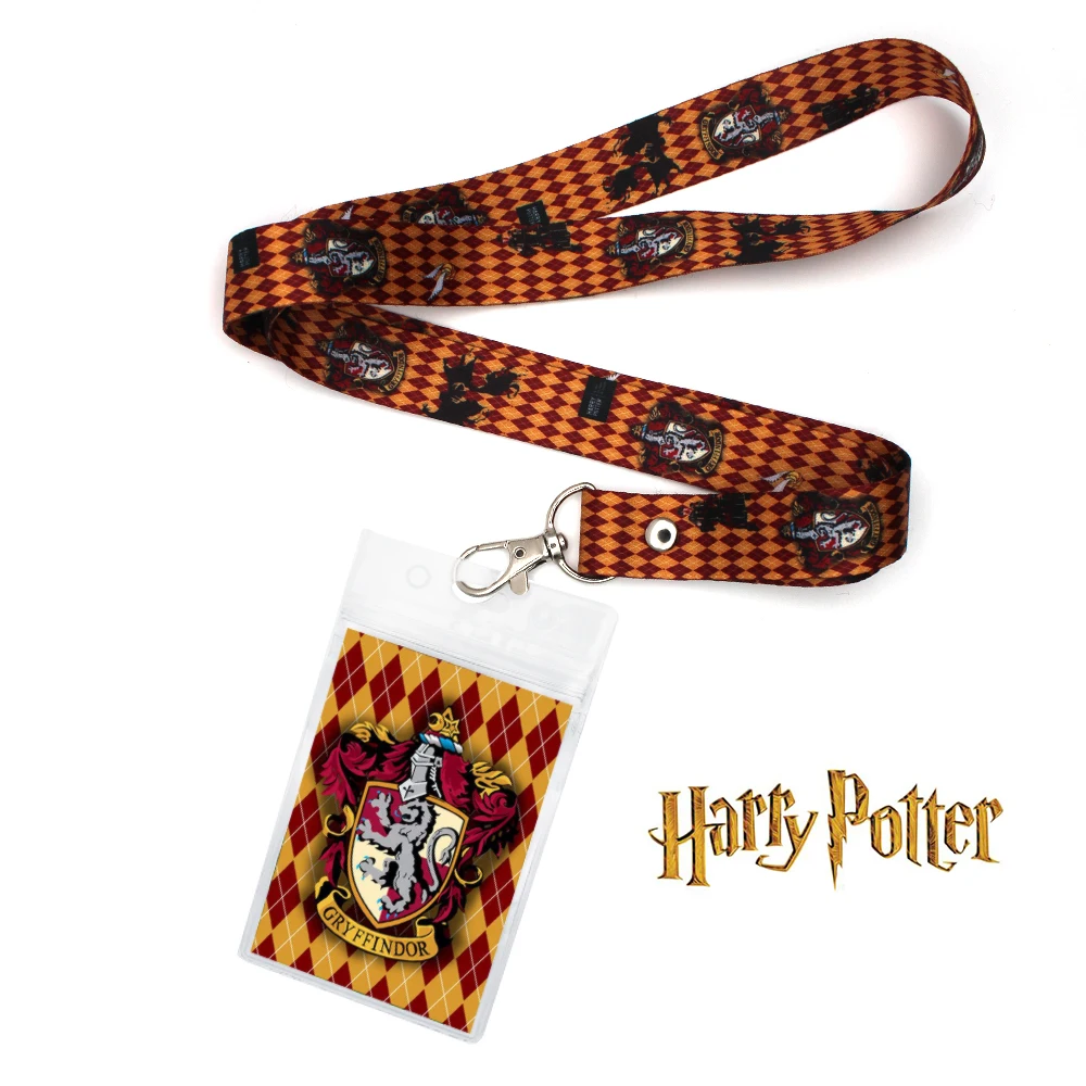 Harri Potter Gryffindor Slytherin Ravenclaw Hufflepuff Phone Rope Strap Lariat Lanyard+ID Credit Card Protector Case Sleeve Cool