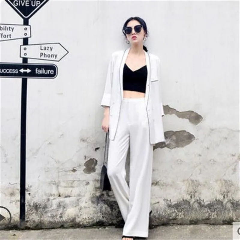 

Long Pants Female High Waist Solid Wide Leg Pants For Women Casual Fashion 2019 Spring Office Lady Workwear Pants