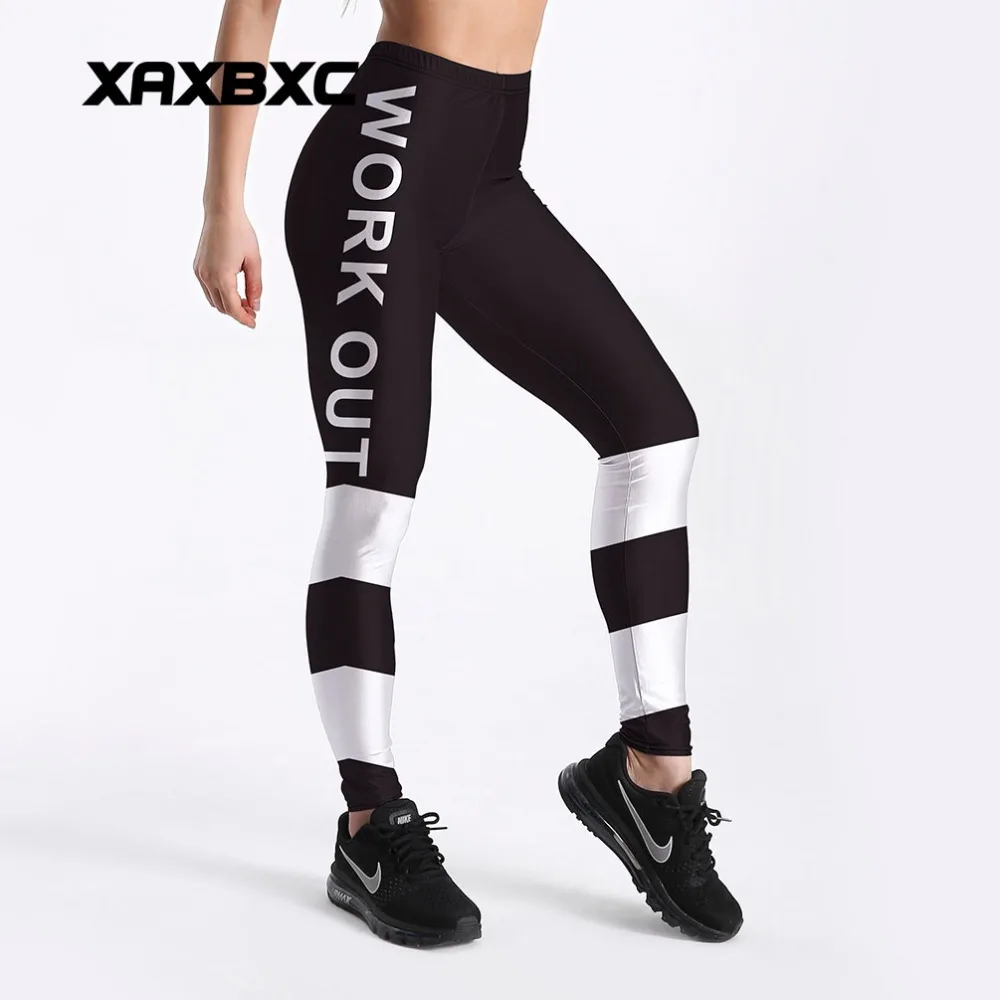 XAXBXC 4086 черный, белый цвет позаниматься письмо печать Фитнес тренировки пуш-ап Для женщин леггинсы тонкий сексуальный женский карандаш