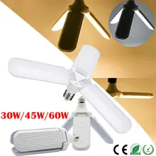 96V-265VAC E27 светодиодный складной вентилятор лопасти лампы 30 Вт 45 Вт 60 Вт Светодиодный светильник супер яркий белый теплый белый для внутреннего дома потолочный светильник