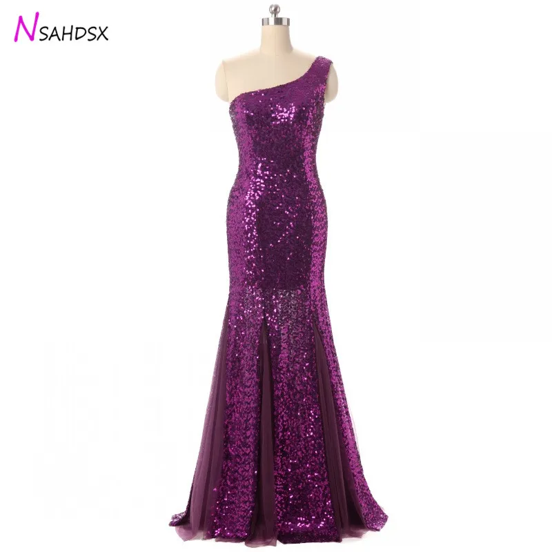 

2019 Ukraine Maxi Dress Summer Tailor Made Mermaid Party One Shoulder Evening Women Sexy New Sequined Floor-length Vestidos