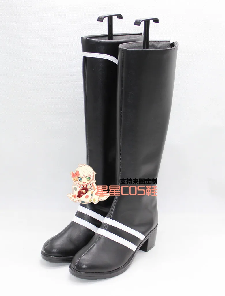 

Tsukiuta Six Gravity Satsukiaoi Black Long Halloween Cosplay Shoes Boots X002