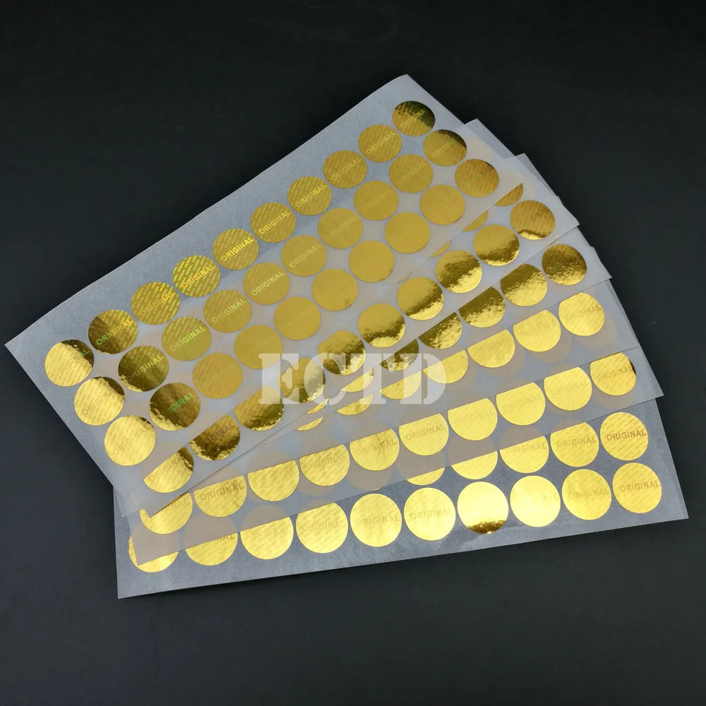 

1000Pcs Hologram Original Sealing Sticker Gold Color Round Shape 15mm Diameter