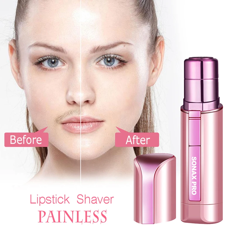 SONAX PRO Portable Hair Remover Electric Women Lipstick Shaver Razor Facial Painless Depilator Shaving Machine Battery Type