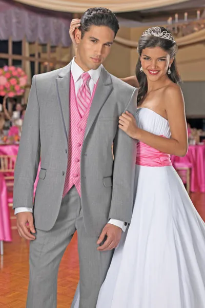 Trajes de Color Gris claro Rosa de Ventilación 3 Pieces Hombres Trajes de Moda Trajes de Boda Muesca Hombres Terno Novio Bestmen Masculino _ - AliExpress