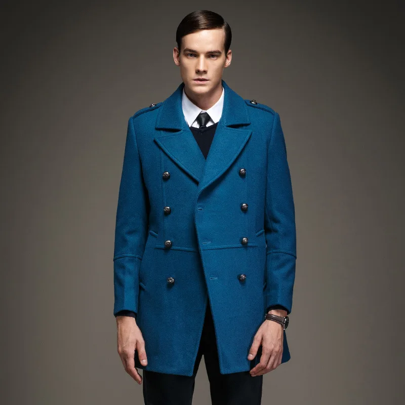

2018 newest men's clothing double breasted military retro wool pea coat Europe man warm army windbreak jacket trench