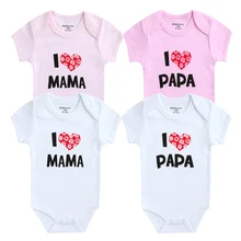 Kiddiezoom Baby Romper I Love Papa Mama Printed Baby Girls Boy Unisex Clothes Set