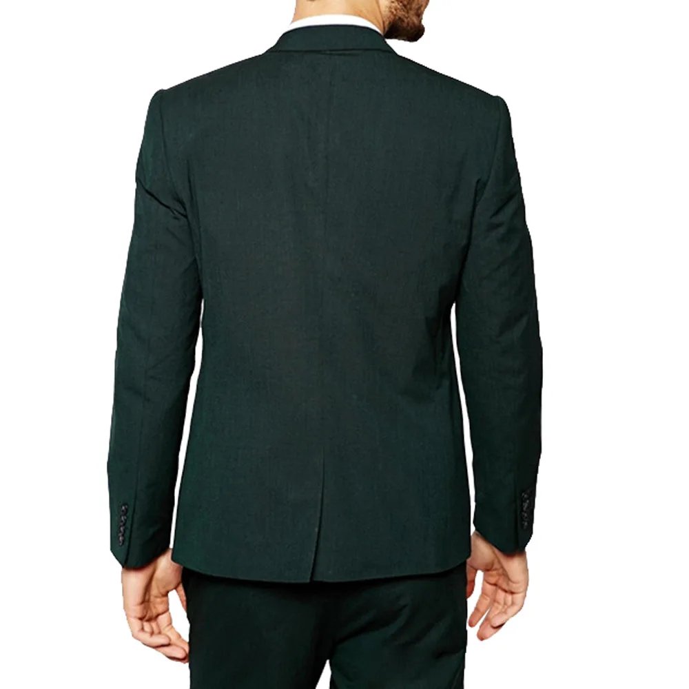 HCF by Air Men's 1 Piece 2 Button Flat Collar Skinny Charm Classic Clothing With New Stylish Men Suits Jacket Dark Green