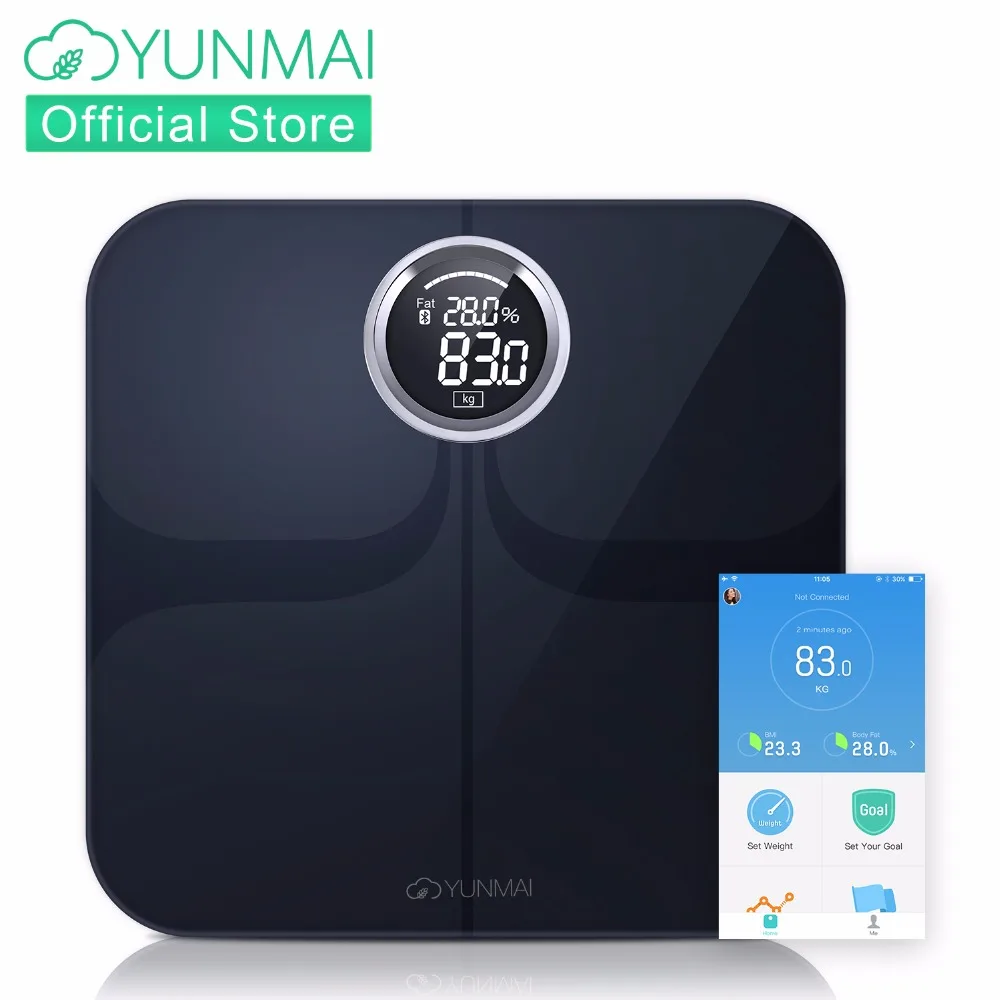 

YUNMAI Premium Floor Scales Bluetooth Smart weight Scale with large LED Display, Body Fat Monitor with Free iOS and Android App