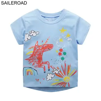 

SAILEROAD 6Years Unicorn Girls Tops for Children Kids Clothes Summer Baby Clothes Cotton Child T Shirt for Girls Gift
