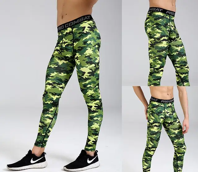 Men Compression tights Camouflage Jogging Pants Running Leggings ...