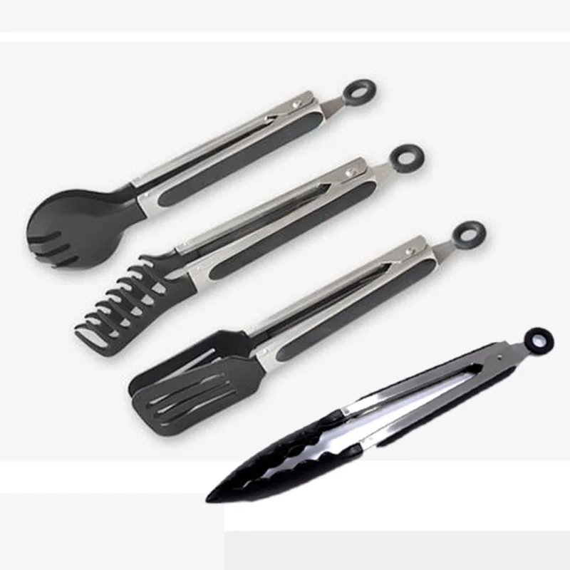 4pc silicone nylon spatula tong spaghetti server turner set nonstick