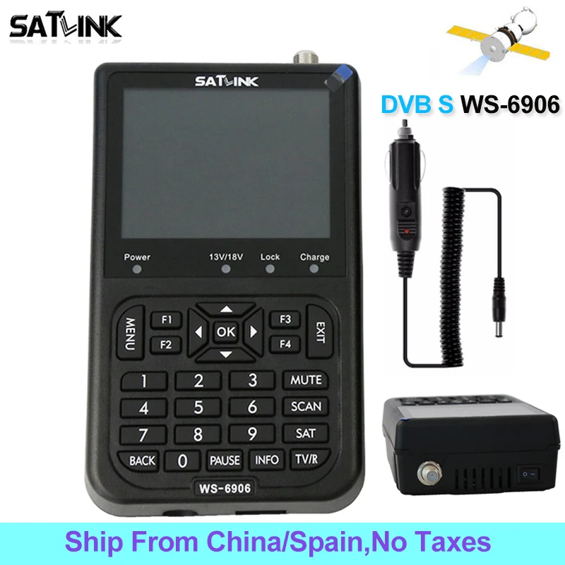 Satlink WS 6906 DVB S Finder 3 5 дюймов ЖК дисплей цифровой ресивер fta спутниковый сигнал