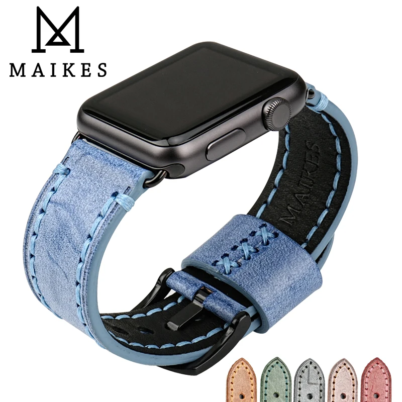 Ремешок MAIKES из натуральной кожи для Apple Watch band 42 мм 38 браслет iwatch 3/2/1 ремешок watch 44 40 мм|strap for apple watch|genuine leather