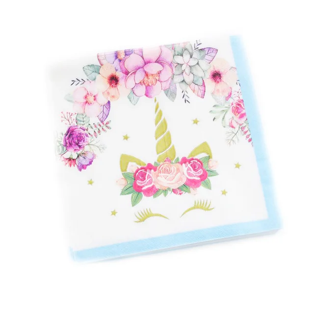 Cartoon Unicorn Paper Napkin For Boy Girl Gender Reveal Party Tissue