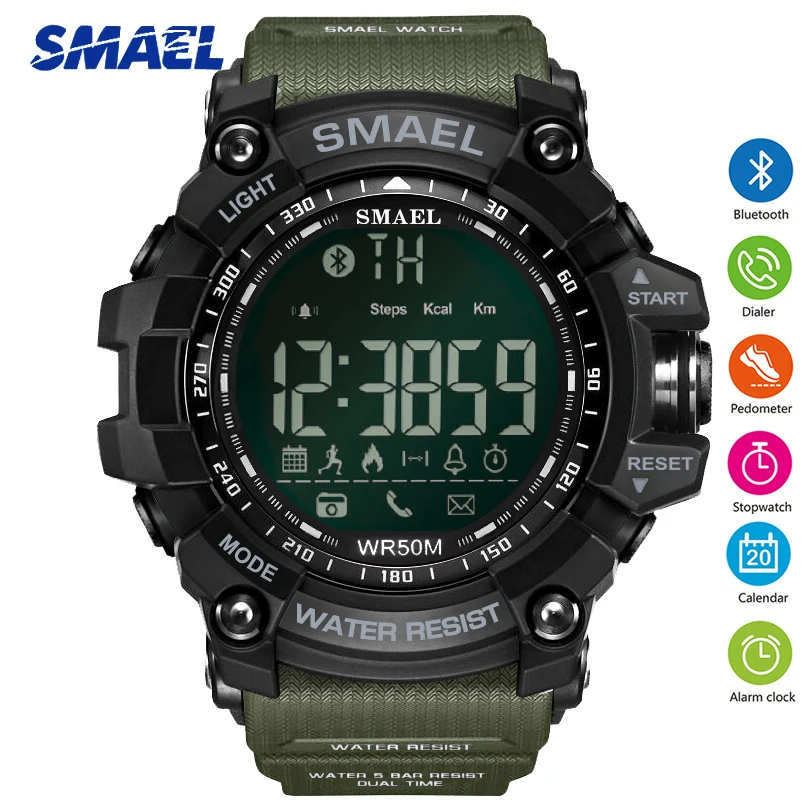 SMAEL Bluetooth font b Smart b font Sport Men font b Watch b font Top Brand